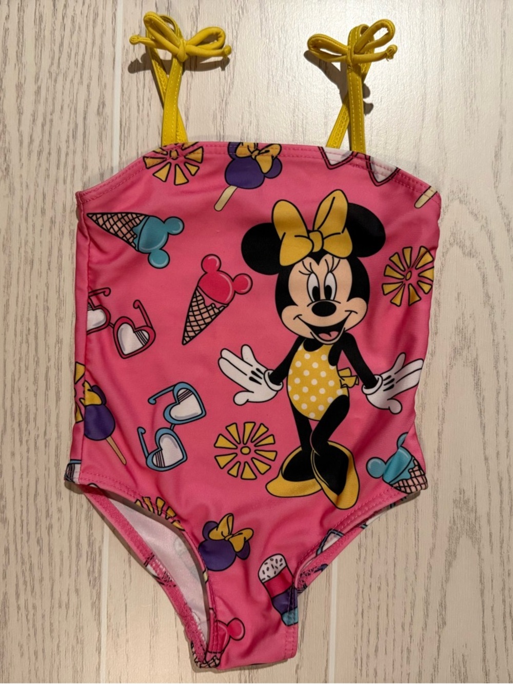 Disney‎ Minnie Mouse Pink One Piece Swimsuit Girls 12M Ice Cream Bow